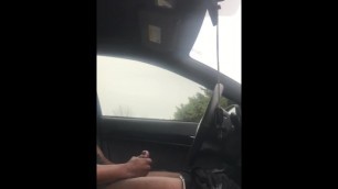 1st Time JERKING OFF IN CAR BIG DICK CUM