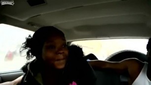 Black Bitch Takes 2 Dicks in the back of a Car