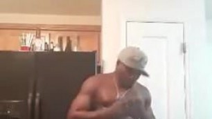 Black Daddy Dancing Stroking and Cuming in the Kitchen