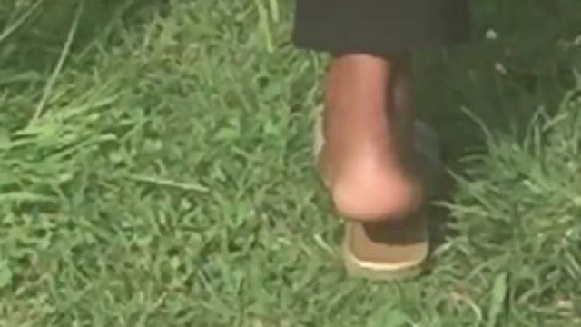 Ebony candid soles in flip flops