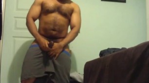 Cute Black Hairy Cub Jerks Off & Cums