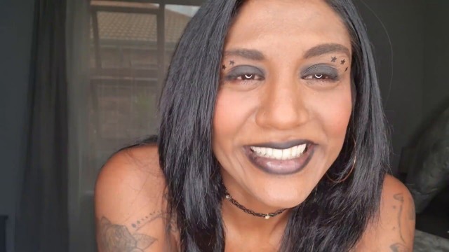 Desi slut wearing black lipstick wants her lips and tongue rapped around your dick and taste your lips | close up | fetish