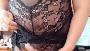 sissy to fast cumshot in black nightwear